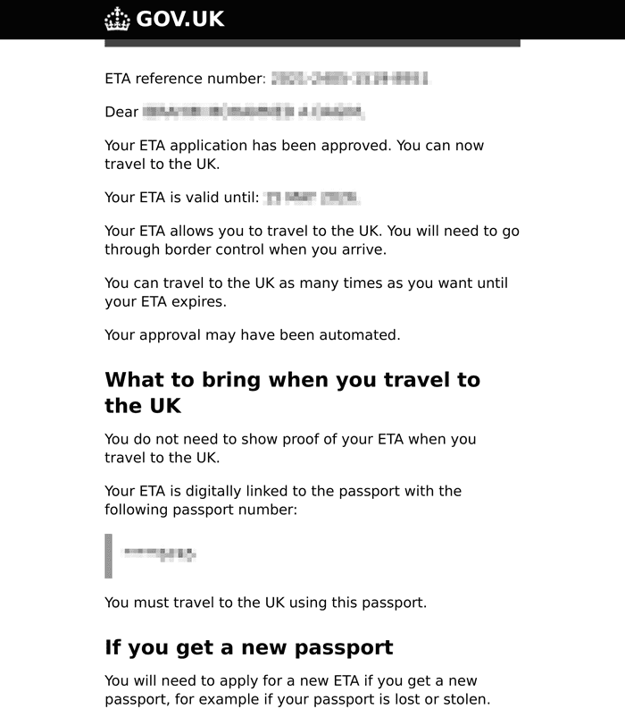 eta uk para Londres